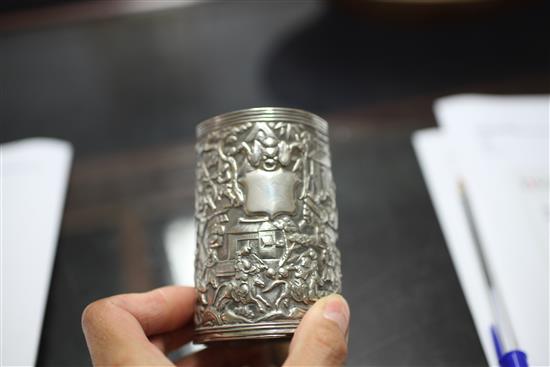A late 19th/early 20th century Chinese Export silver christening mug, 5 oz.
